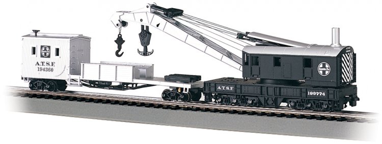 Santa Fe - 250-Ton Steam Crane & Boom Tender (HO Scale) - Click Image to Close