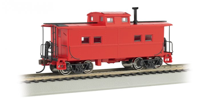 Painted, Unlettered, Red - NE Steel Caboose (HO Scale) - Click Image to Close