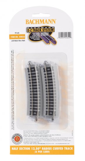Half Section 12.50" Radius Curved Track (N Scale) - Click Image to Close