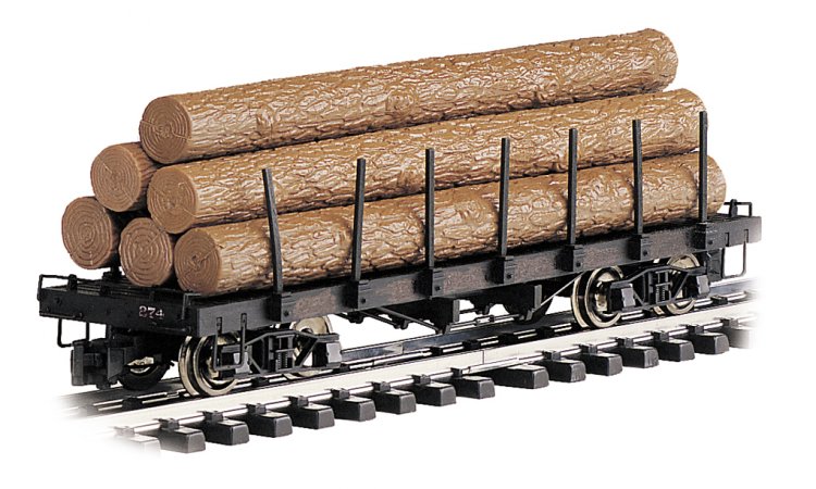 Flat Car with Logs (Large Scale) - Click Image to Close