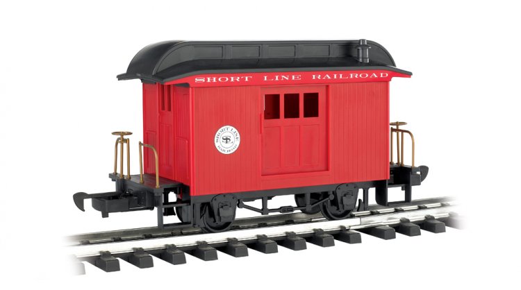 Baggage - Short Line Railroad - Red With Black Roof - Click Image to Close