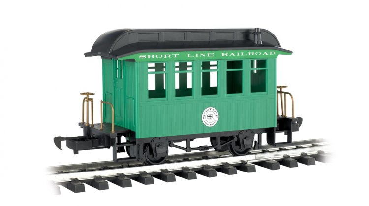 Coach - Short Line Railroad - Green With Black Roof - Click Image to Close