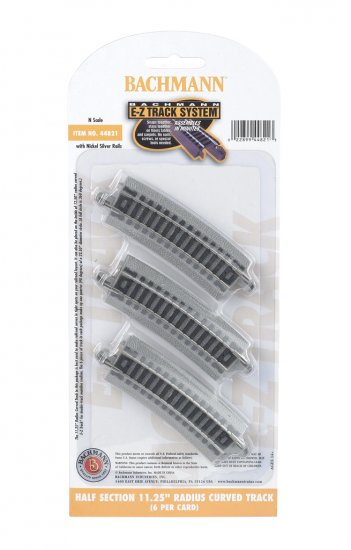 Half Section 11.25" Radius Curved Track (N Scale) - Click Image to Close
