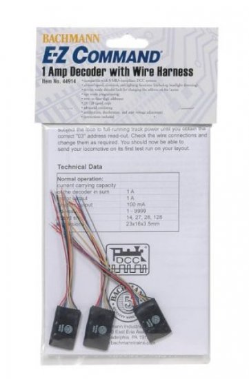 E-Z Command® 1 Amp Locomotive Decoder with Wire Harness - Click Image to Close