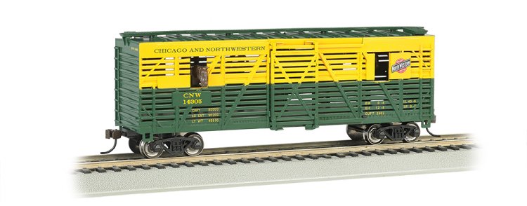 C & NW™ - 40ft Animated Stock Car w/ horses (HO Scale) - Click Image to Close