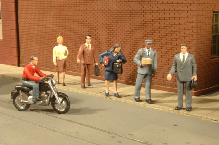 City People with Motorcycle - O scale - Click Image to Close