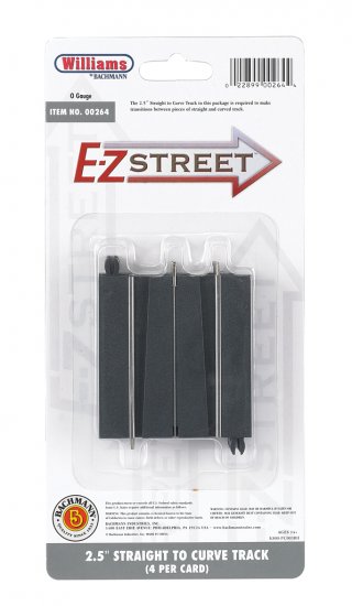 E-Z Street® 2.5" Straight To Curve Track (4/Card) - Click Image to Close