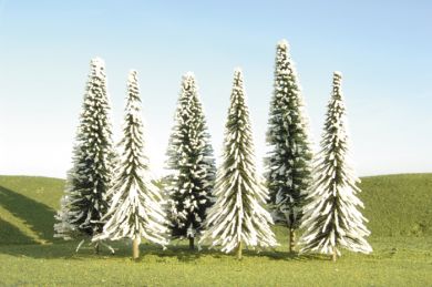 4" - 6" Pine Bulk Trees with Snow (24 per Bag) - Click Image to Close
