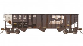 (image for) BETHLEHEM STEEL 100 TON THREE-BAY HOPPER-BURLINGTON NORTHERN #532597
