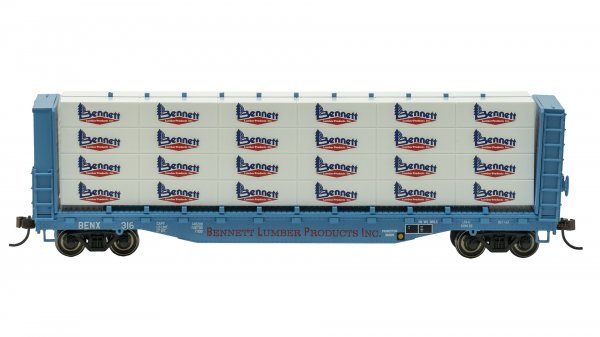 (image for) 52' Center-Beam Flatcar with Lumber Load - Bennett Lumber Products #316