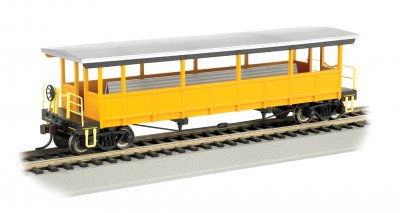 Painted Unlettered-Silver/Yellow - Open-Sided Excursion Car (HO)