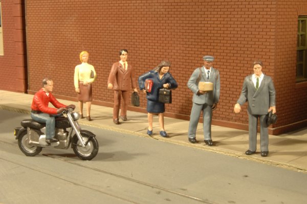 (image for) City People with Motorcycle - O scale