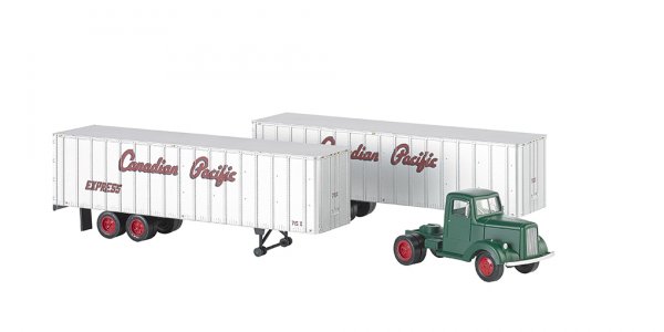 (image for) Green Truck Cab & 2 Piggyback Trailers - Canadian Pacific