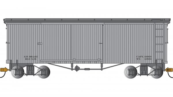 (image for) Wood-Side Boxcar - Painted Unlettered Gray with Black Roof