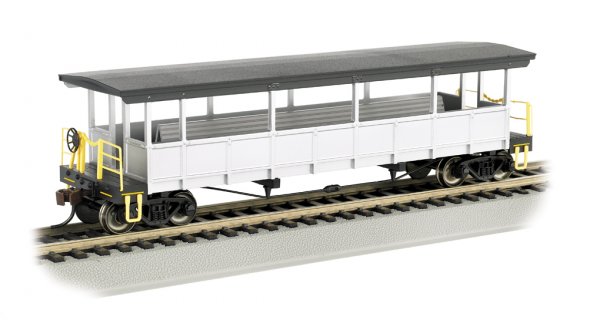 (image for) Painted Unlettered-Silver/Black - Open-Sided Excursion Car (HO)