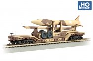 52' Center-Depressed Flat Car - Desert Camouflage with Missile