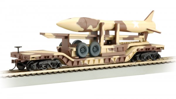 (image for) 52' Center-Depressed Flat Car - Desert Camouflage with Missile