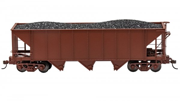 (image for) 3-Bay Hopper with Removable Load - Painted Unlettered - Oxide Red with Coal Load