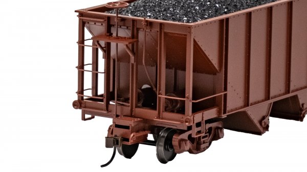(image for) 3-Bay Hopper with Removable Load - Painted Unlettered - Oxide Red with Coal Load