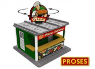 (image for) O Scale Pizza Stand with Light and Rotating Sign (Laser Cut Kit)
