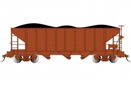 (image for) 3-Bay Hopper with Removable Load - Painted Unlettered - Oxide Red with Coal Load