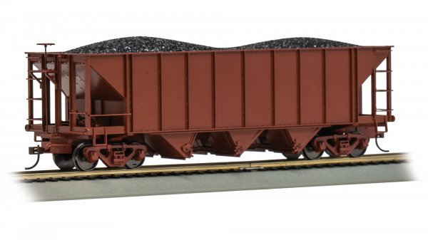 (image for) 3-Bay Hopper with Removable Load - Painted Unlettered - Oxide Red with Coal Load