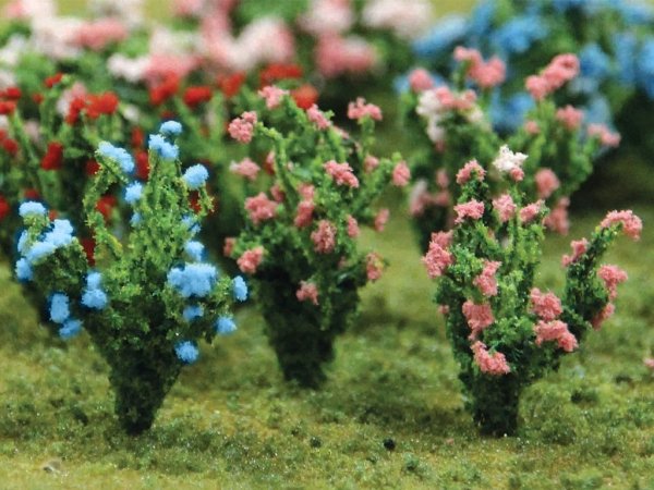 (image for) Flowering Bushes - Pink & Blue - 1" Tall (8 per pack)