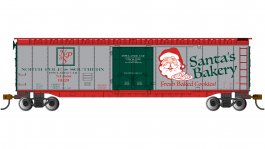 (image for) 50' Plug Door Box Car - Christmas NP&S® - Santa's Bakery #19129