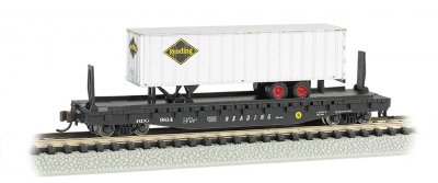 Reading 52ft flat car w/ Reading 35ft Trailer