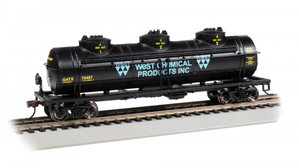 (image for) 40' Three-Dome Tank Car - West Chemical Products #70487