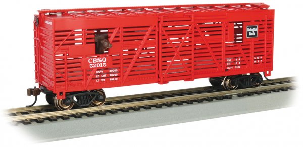 (image for) 40' Animated Stock Car - CB&Q #52025 with Cattle