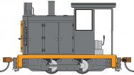 (image for) Davenport 0-4-0 Gas Mechanical - Painted Unlettered Black with Orange Warning Stripes