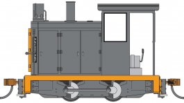 (image for) Davenport 0-4-0 Gas Mechanical - Painted Unlettered Black with Orange Warning Stripes