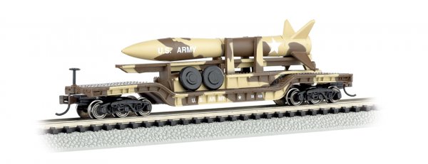 (image for) 52' Center-Depressed Flat Car - Desert Military with Missile