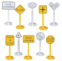 Railroad & Street Signs (24 pieces) (HO Scale)