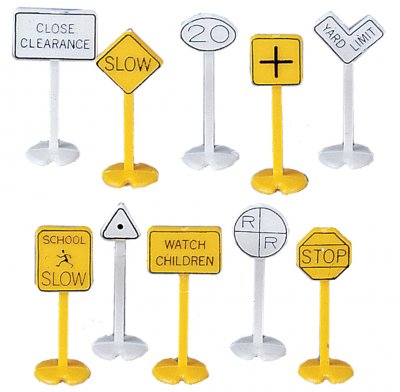 Railroad & Street Signs (24 pieces) (HO Scale)