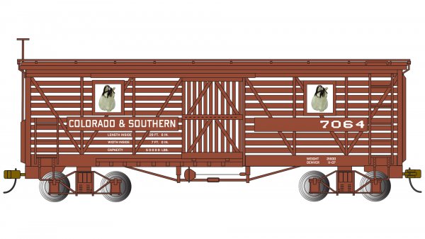 (image for) Animated Stock Car - Colorado & Southern #7064 with Horses