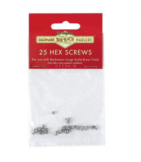 Stainless Steel Hex Screws 25/Bag - Brass Track (Large Scale) - Click Image to Close