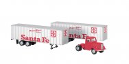 (image for) Santa Fe - Red Truck Cab & 2 Piggyback Trailers (HO Scale)