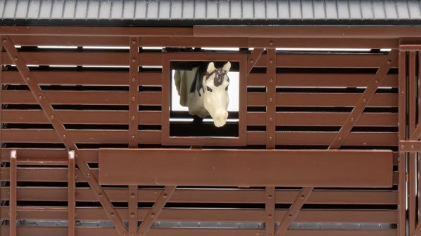 (image for) Animated Stock Car - Painted Unlettered - Oxide Red with Horses