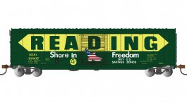 (image for) 50' Sliding Door Boxcar (US Saving Bonds) - Reading #19807 (without roofwalk)