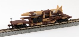 (image for) 52' Center Depressed Flat Car - Desert Military w/Missile