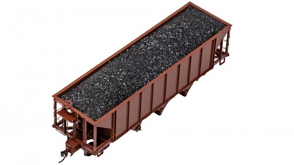 (image for) 3-Bay Hopper with Removable Load - Painted Unlettered - Oxide Red with Coal Load
