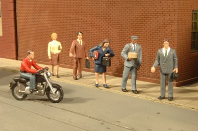 City People with Motorcycle - HO Scale