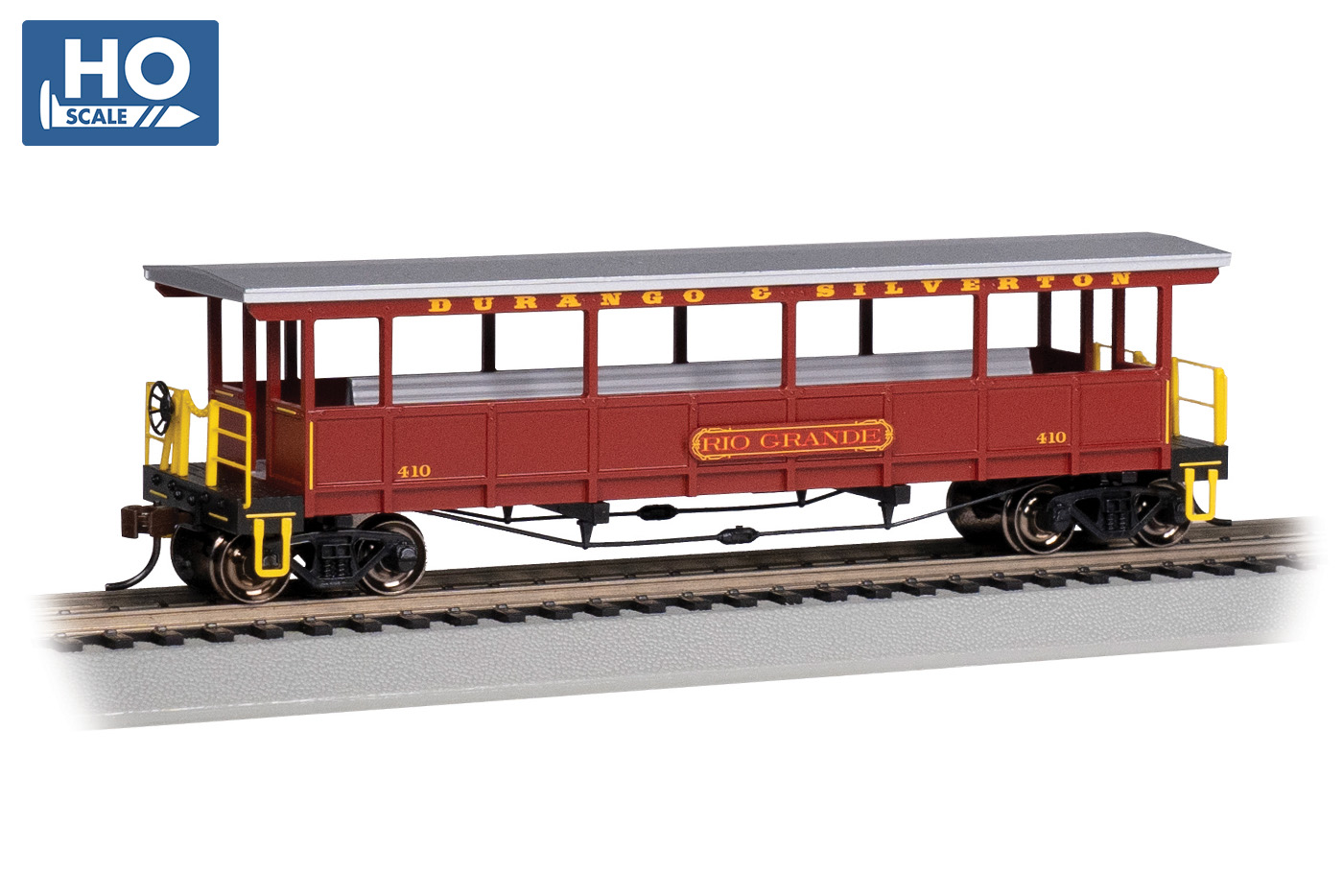 Ready to Run Bachmann-Wood Excursion Car Painted yellow, silve Unlettered 