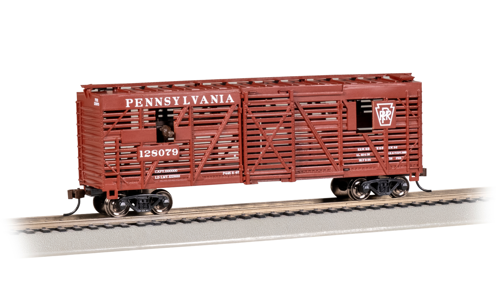 thumbnail image 2 of Bachmann 19708 HO Scale 40' Animated Stock Car - Ready To Run - Silver... 2 of 13