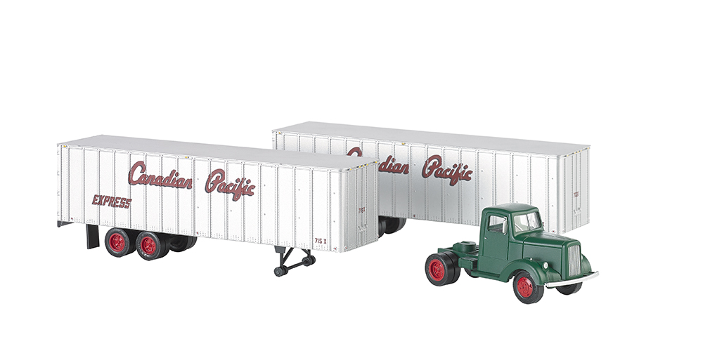 Green Truck Cab & 2 Piggyback Trailers - Canadian Pacific