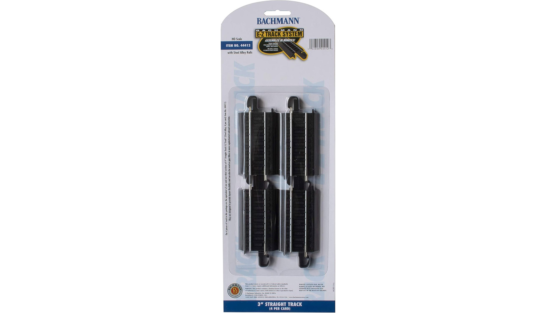 thumbnail image 2 of Bachmann EZ-Track HO Scale – 3 Straight Steel Alloy Rails (4 Pieces) 44412 2 of 4