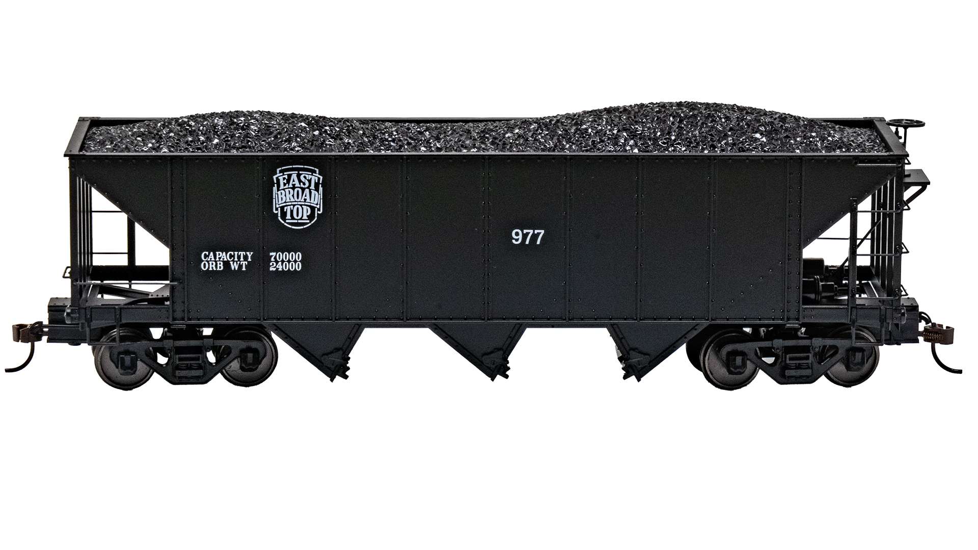 3-Bay Hopper with Removable Load - East Broad Top #977 with Coal